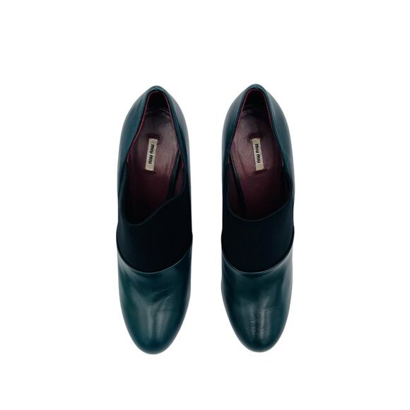 Miu Miu By Prada Teal Stiletto Booties Leather Womens Size US 9 EU 39 - Picture 2 of 9